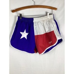 TYLER'S: Men's Elastic Waist Texas Flag Running Shorts: Red White Blue, XL